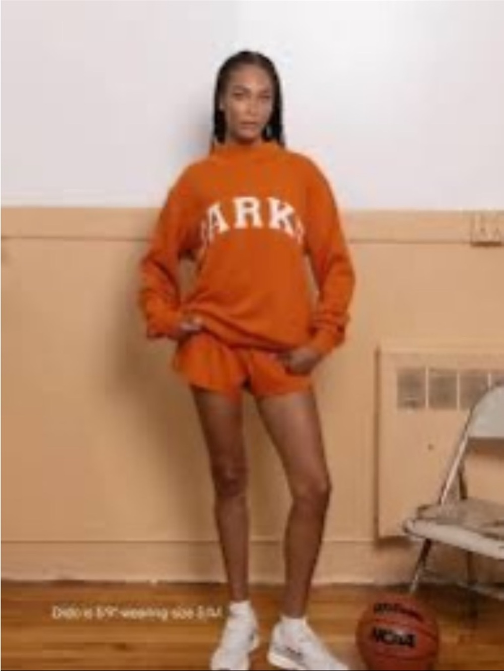 Anthropologie PARKE Varsity Mock Neck Amber White Sweatshirt Size Sm/Med Orange